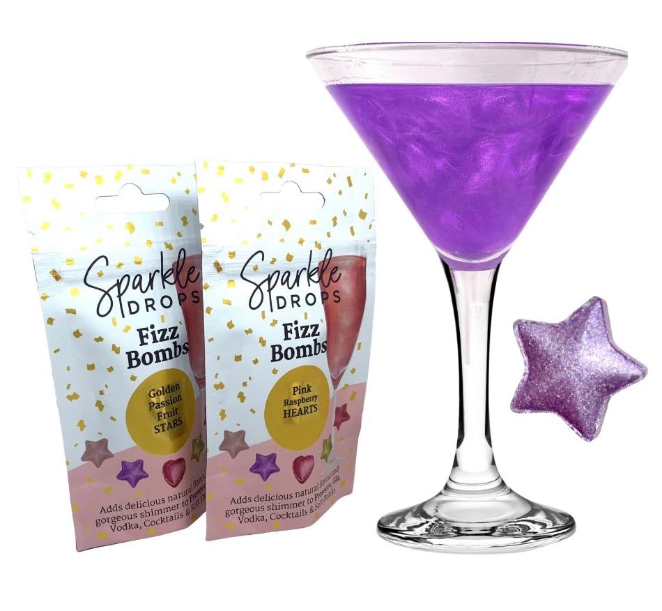 FIZZ BOMB Blackcurrant Stars For Drinks, Gin, Sparkling Wine And Prosecco