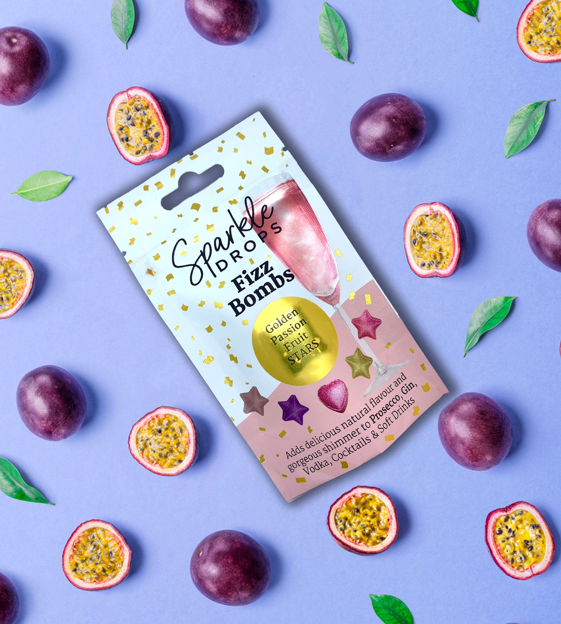FIZZ BOMBS Passionfruit Stars, for all your drinks, 20g