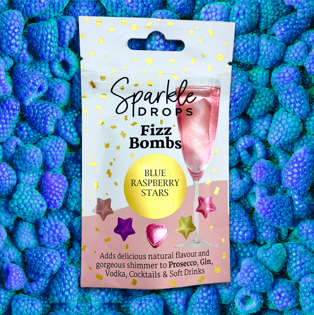 Raspberry Stars Blue Raspberry FIZZ BOMB Stars to add to Drinks – Sparkle Drops