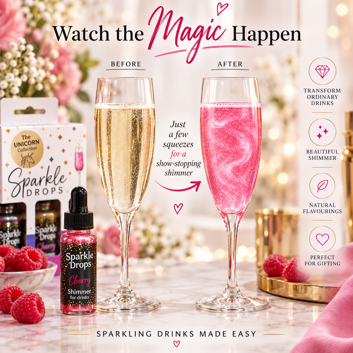 CLASSIC Shimmer Syrup collection for drinks, 3 flavours