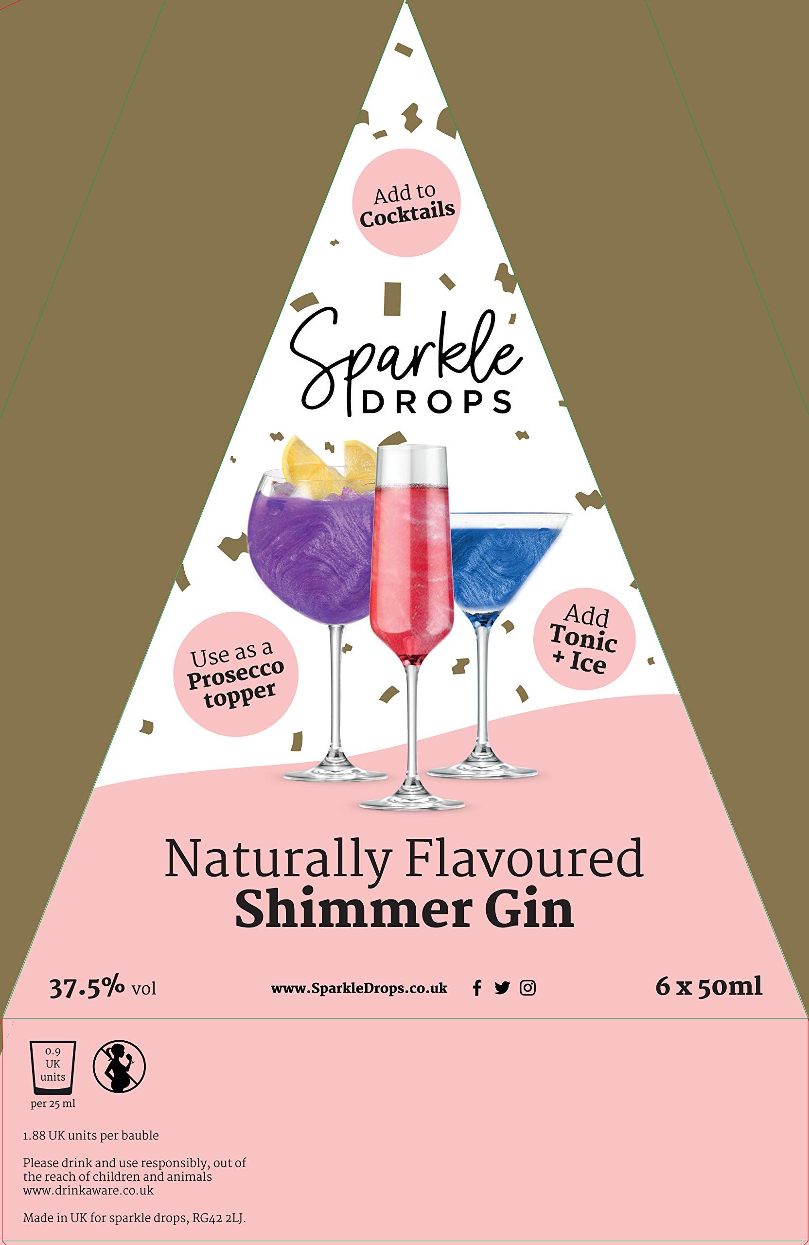 Sparkle Drops Flavoured Drink Shimmer Gin Bauble Tree (37.5% ABV)- Traditional