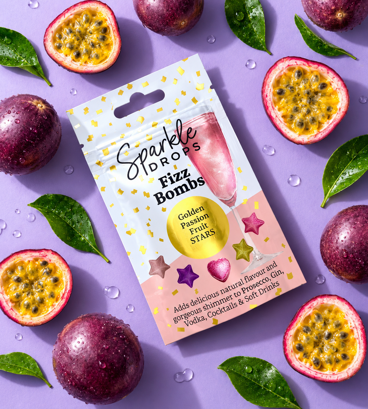 FIZZ BOMBS Passionfruit Stars, for all your drinks, 20g
