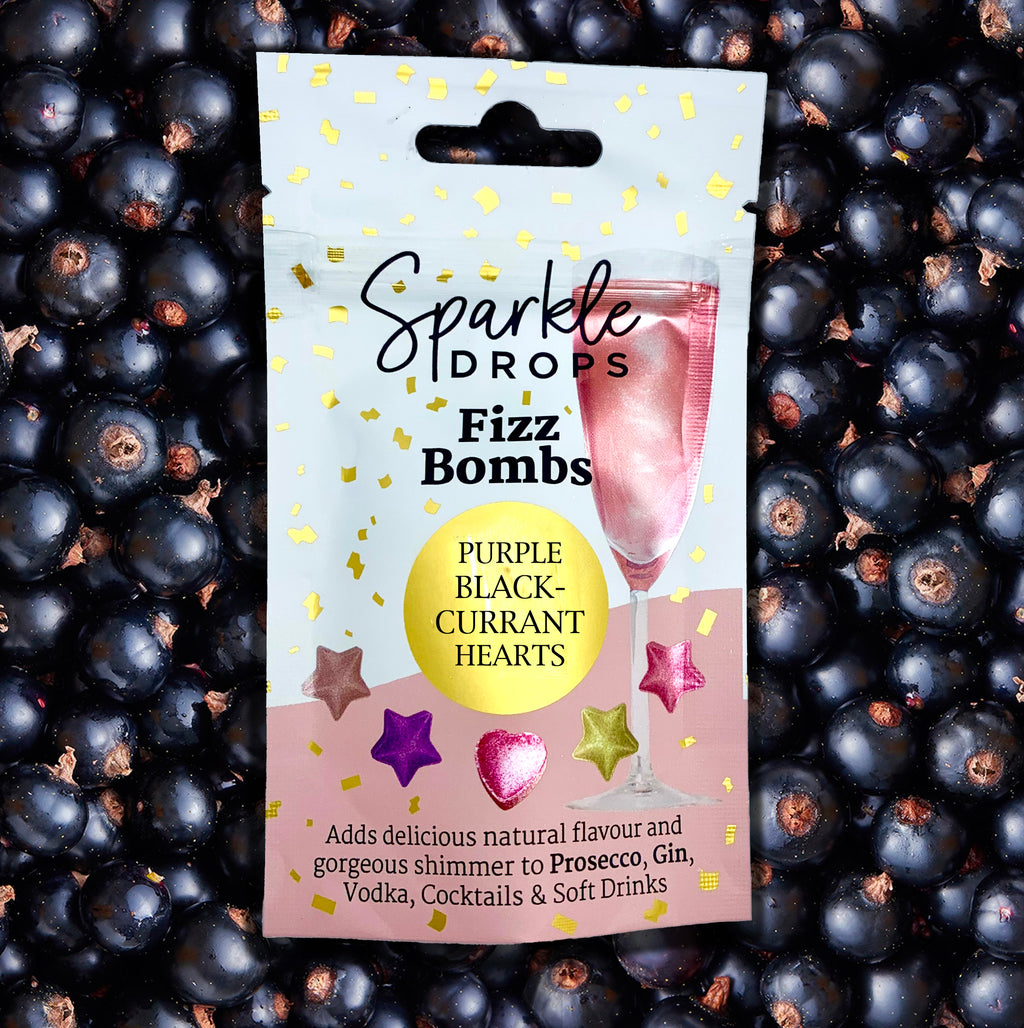 FIZZ BOMB Blackcurrant Stars For Drinks, Gin, Sparkling Wine And Prosecco