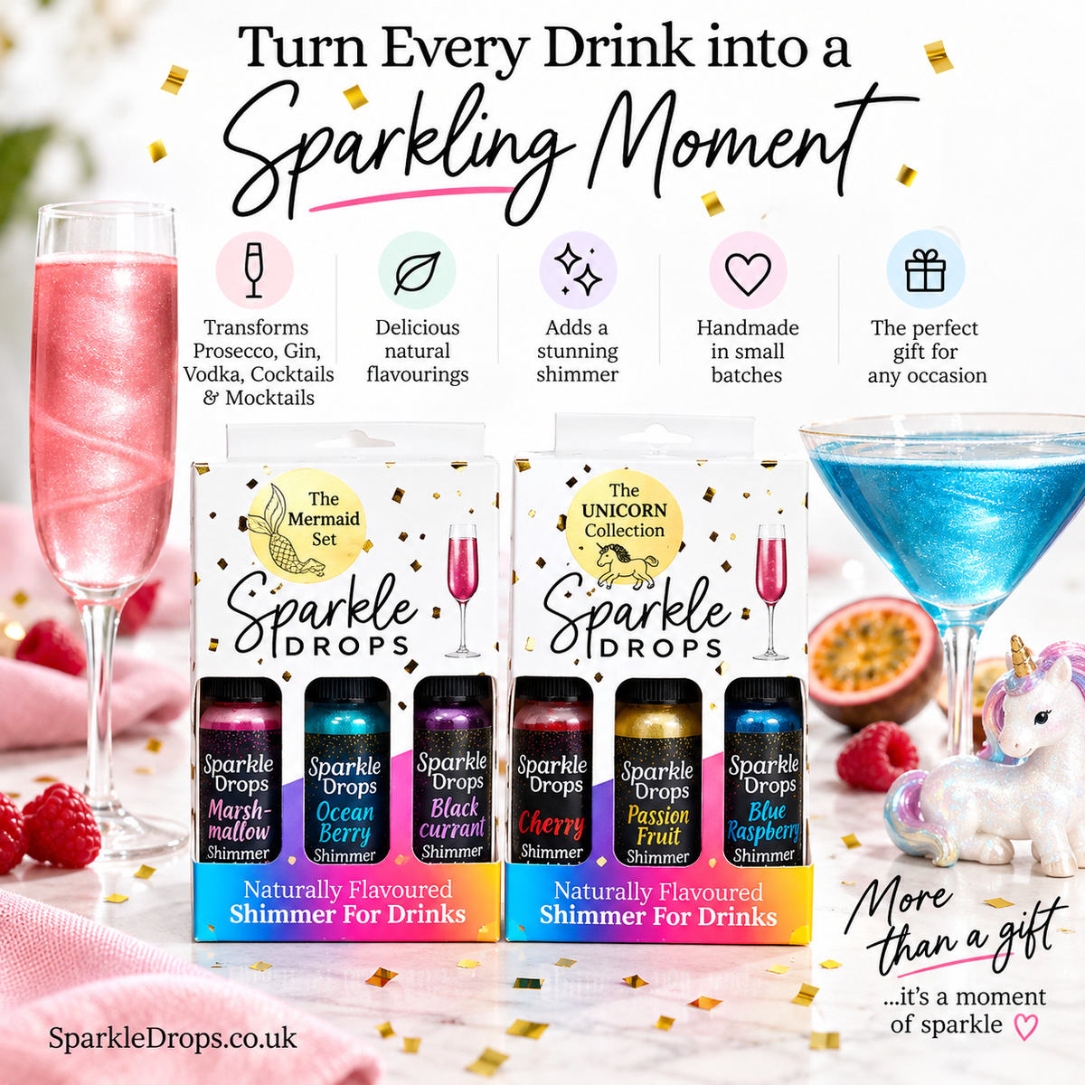 CLASSIC Shimmer Syrup collection for drinks, 3 flavours